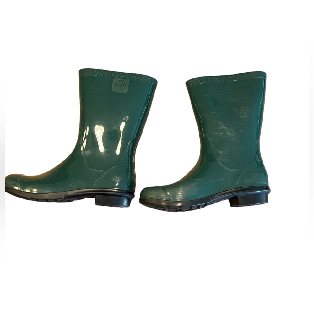 UGG Pine Green Rubber Waterproof Fabric Lined Mid Calf Rain Boots Women’s Sz 8‍‍ - Picture 7 of 13